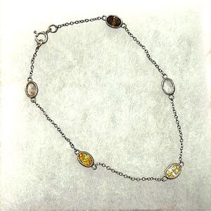 Rhodium / Sterling Silver Quartz Bracelet